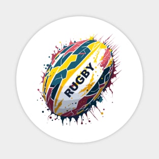 Multicolored rugby ball with paint drops explosion Magnet